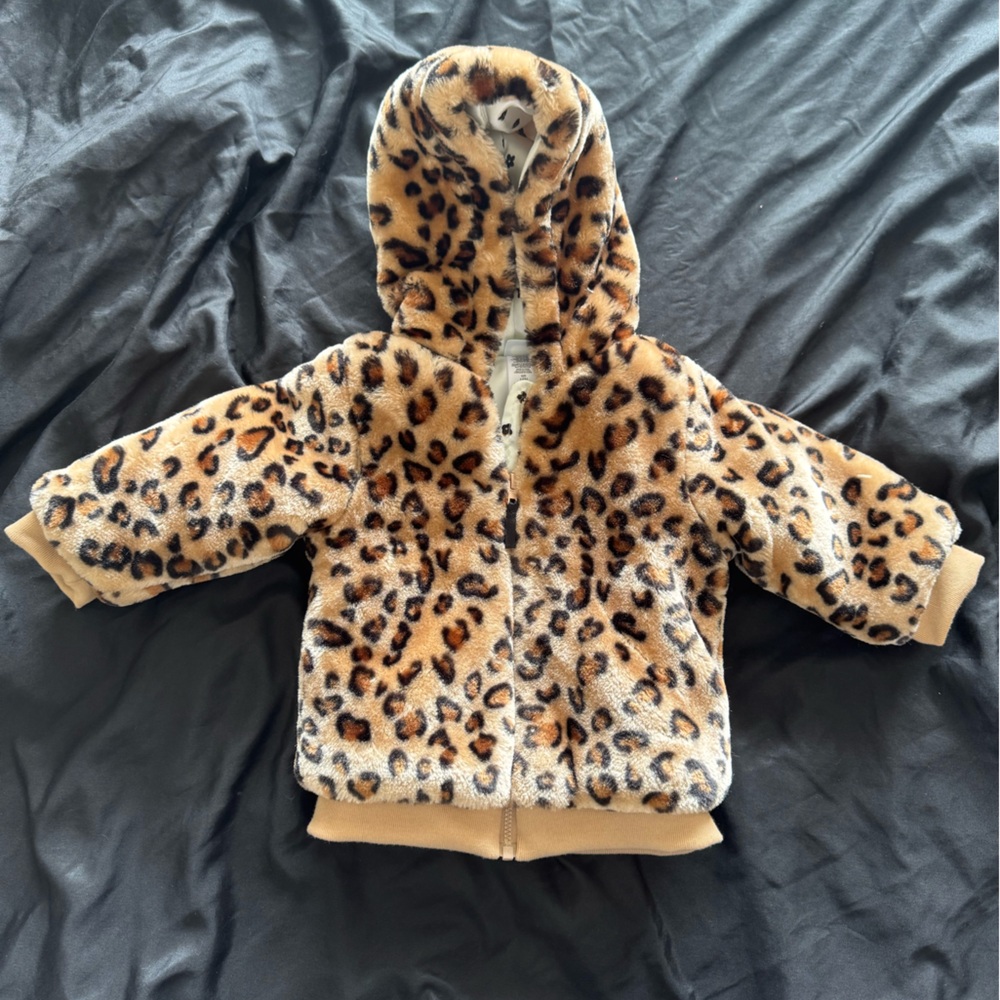 NWOT Little Me Leopard Print Faux Fur Jacket